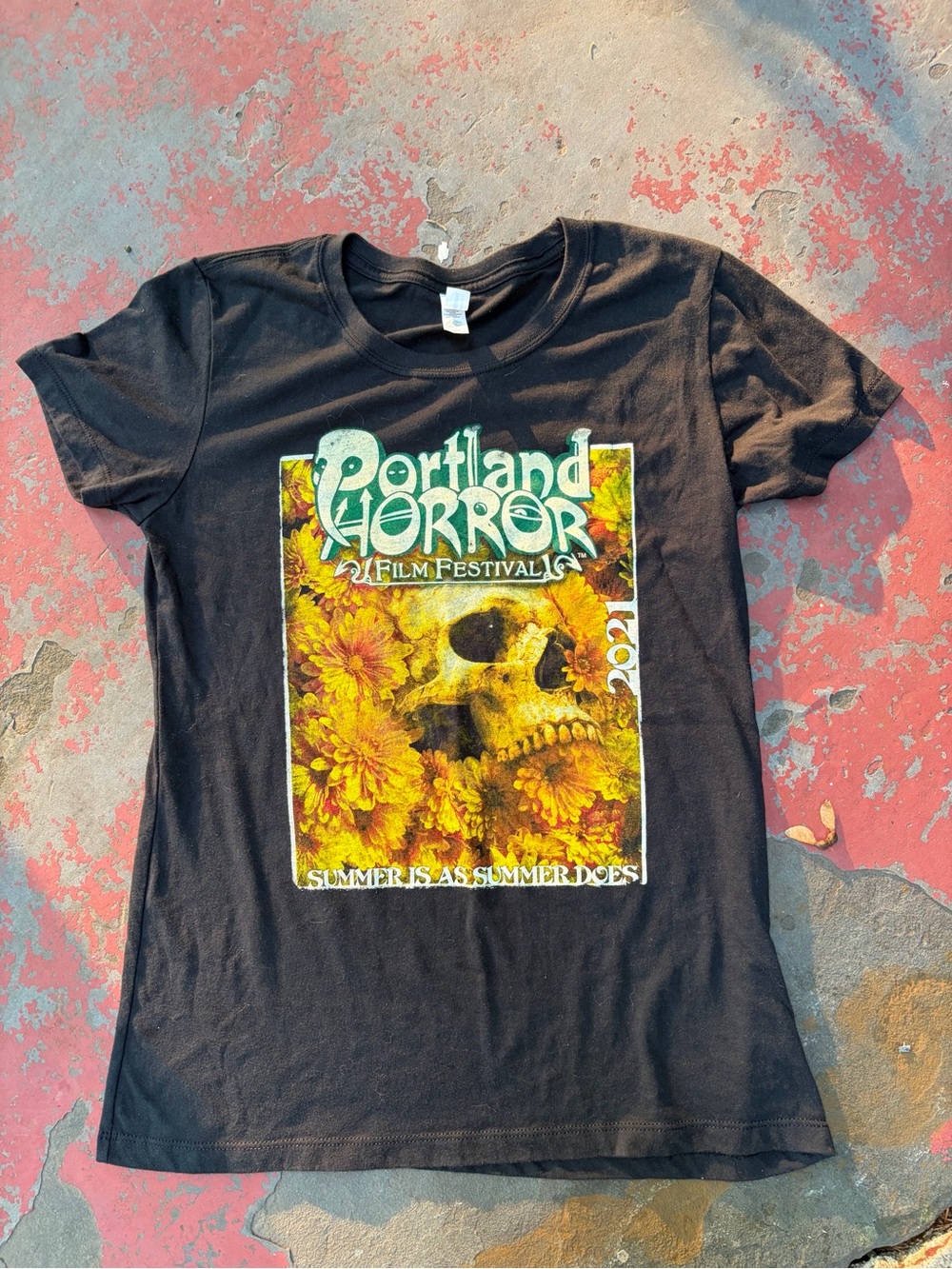 Portland Horror Film Festival Jr. XL Black Graphic T-Shirt. 2021 Vintage.
